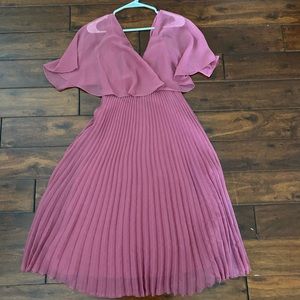 ASOS pink pleated midi dress.